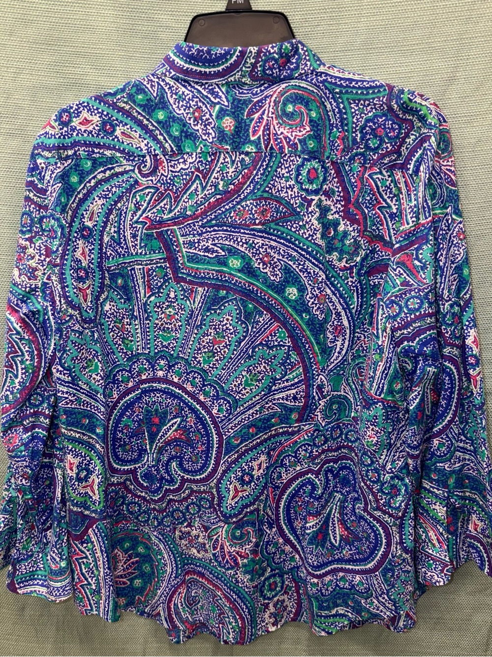 Lauren Ralph Lauren Paisley Button-Down Shirt in Blue, Green & Purple - Picture 3 of 4